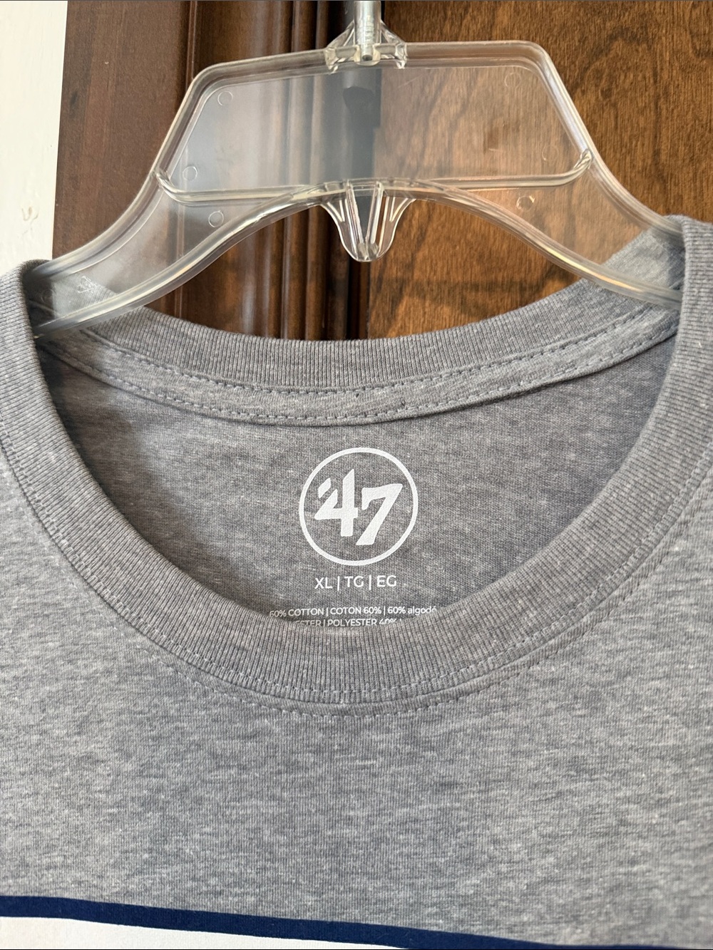 47 Brand Grey Tee with USA Shield and Red & Navy Accent - Picture 2 of 2